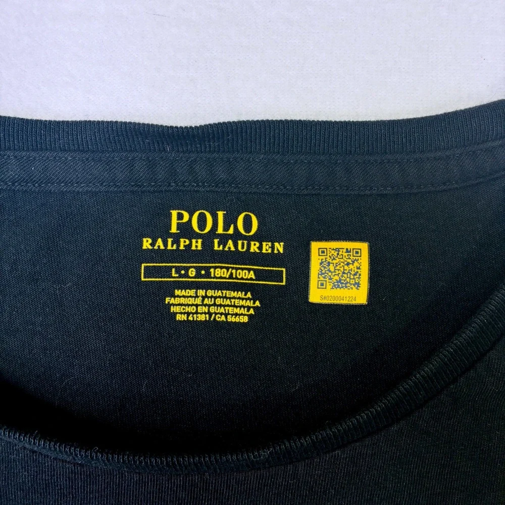 Polo Ralph Lauren Mens Crewneck T-Shirt Black Red Pony Logo Size Large L